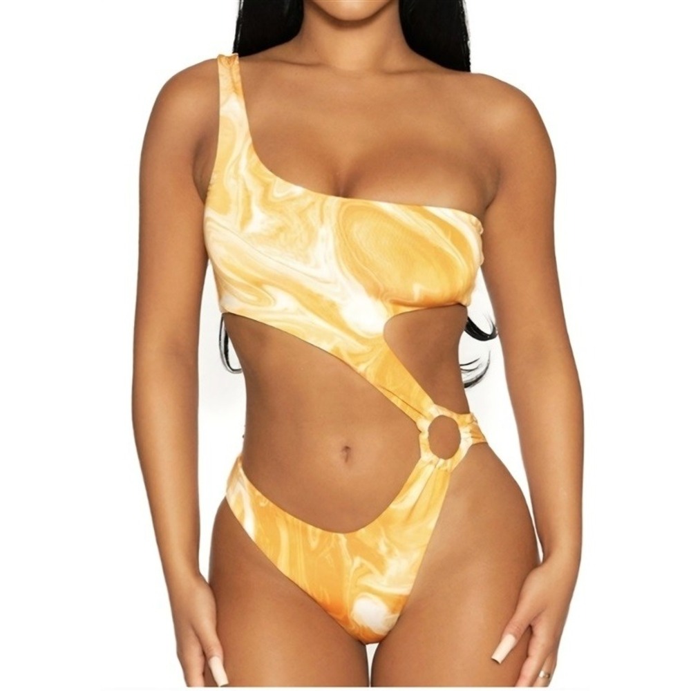 NWOT Naked Wardrobe XS Orange Ring Monokini 1PC Swimsuit 132312